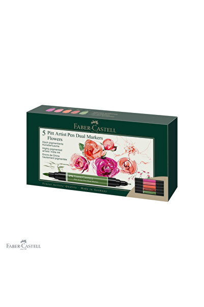 Faber Castell Set de 5 markere duble Faber-Castell Pitt Artist Pen, cu vârf t...