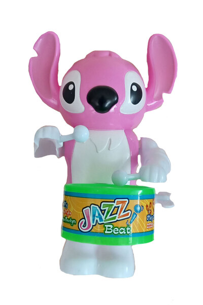 CT-TOYS Pembe Renk Stitch Kurmalı - Davul Trampet Çalan Oyuncak