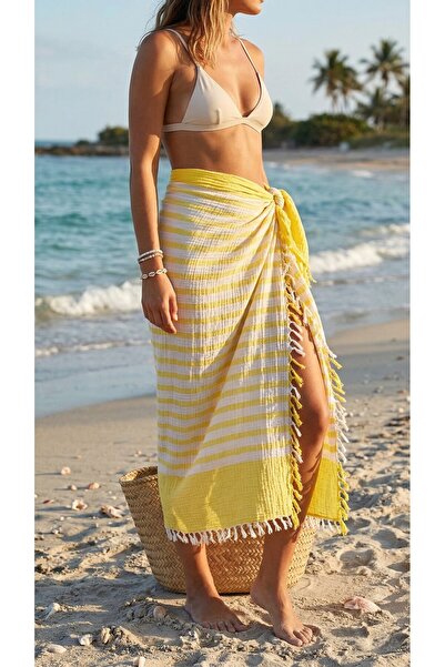 Mujo Home Collection Πετσέτα μπάνιου/παραλίας 2 στρώσεων από μουσελίνα - Πεστ...