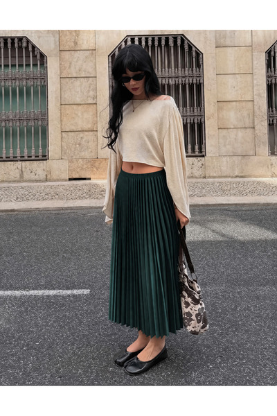 hacker تنورة طويلة مطوية عالية الخصر للنساء للاستخدام اليومي