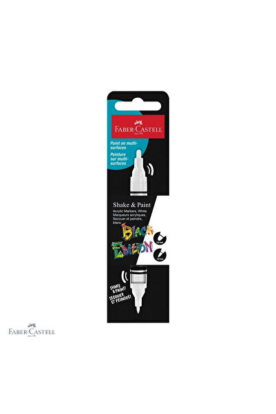 Faber Castell Marker acrilic alb Faber-Castell Shake&Paint, vârf dublu 1mm/3m...