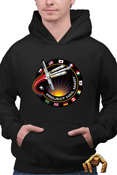 OEM Ανδρικό Φούτερ με Κουκούλα με Σήμα Αποστολής Διαστημοπλοίου  "Πρότζεκτ Χά...