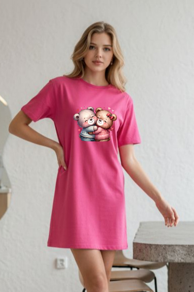 Pink Sky Γυναικείο μπλουζάκι με κοντό μανίκι και λαιμόκοψη, μεγάλο μέγεθος, ν...