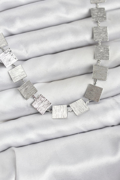 Generic Brand Özssa Square Plate Model Silver Color Women's Necklace