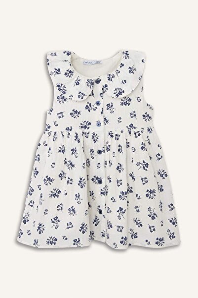 DeFacto Ριγέ Φόρεμα με Τιράντες και Υφή Γκοφρέ για Κοριτσάκι H4772A526SM