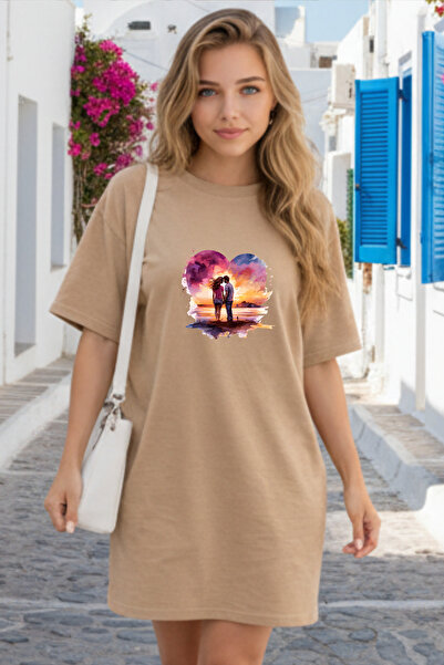 Pink Sky Γυναικείο μπλουζάκι με κοντό μανίκι και λαιμόκοψη, μεγάλο μέγεθος, ν...