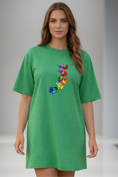 Pink Sky Γυναικείο μπλουζάκι με κοντό μανίκι και λαιμόκοψη, μεγάλο μέγεθος, ν...