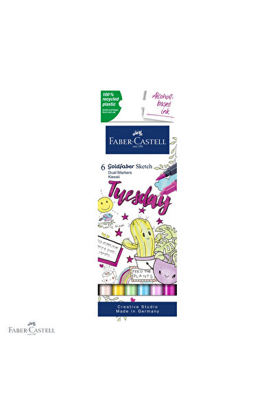 Faber Castell Set de 6 markere Faber-Castell Goldfaber Kawaii cu vârf dublu, ...