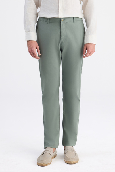 D'S Damat Ds Damat Παντελόνι Chino από Πράσινη Γαμπαρντίνα σε Χαλαρή Γραμμή (...