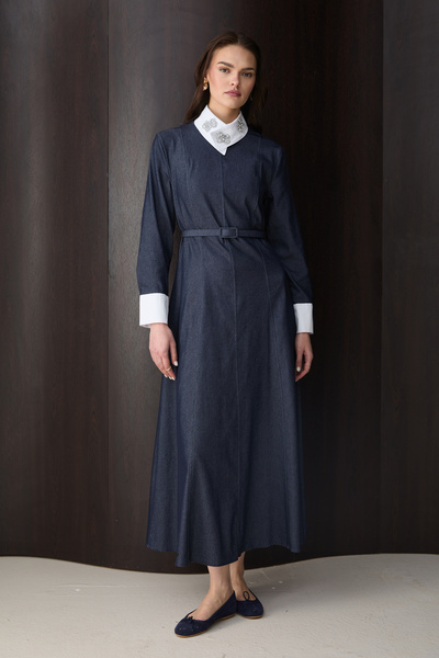 Melike Tatar Φόρεμα τζιν με λεπτομέρεια στο λαιμό 32-2791