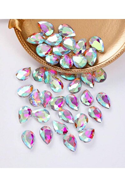 yiğit aksesuar Gluing Stone - {Arkası Bombeli} Janjanlı Damla 10X14Mm (50 Ad)