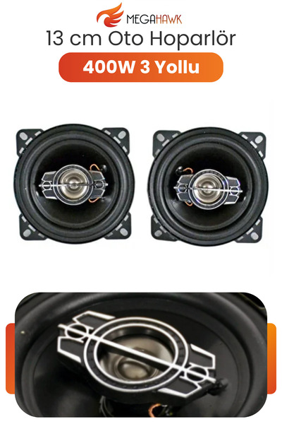 MEGAHAWK 13 cm Oto Hoparlör 400W 3 Yollu Araç İçi Kapı Hoparlörü Net ve Güçlü...