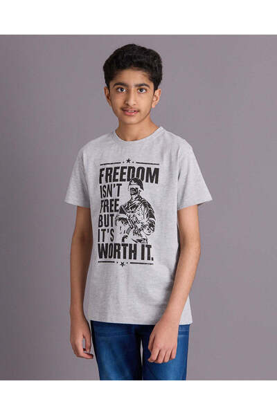 REDTAG Boys Grey Graphic T Shirt