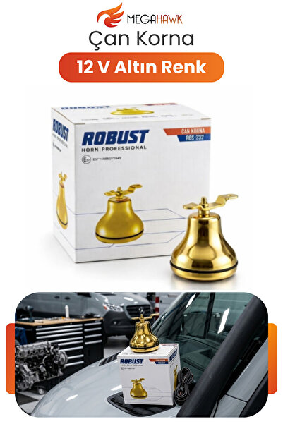 MEGAHAWK Çan Korna 12V Metal Altın Renk Yüksek Sesli Oto Korna Dayanıklı
