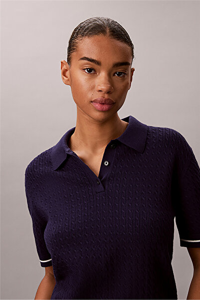Calvin Klein Ss Woven Label Cropp Kadın Triko