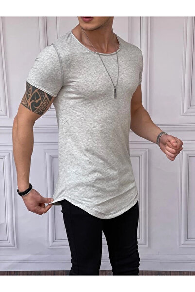 MODEFENDİ Slim Fit Oval Cut Cotton Basic T-Shirt