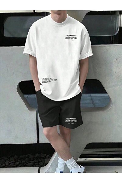 EFFRENATU Oversize Black Shorts and T-Shirt Set - Cotton Relaxed Fit