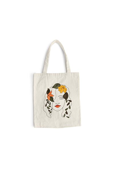 Intelli Βαμβακερή τσάντα αγορών με μακριά χερούλια, Γυναικεία Floral, 38×42 ε...