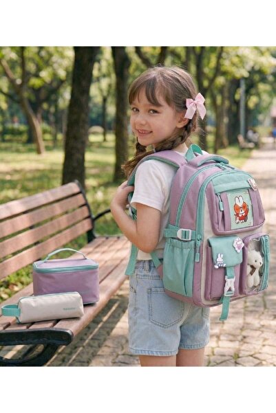 Relaxion Σετ τσάντας δημοτικού σχολείου με λεπτομέρειες από βελούδινο παιχνίδ...