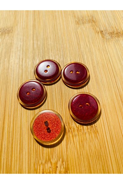 Lorin hobi Bright Self-Circling Button 18mm 5 Pcs Red