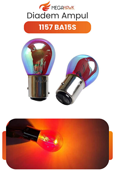 MEGAHAWK 1157 BA15S Diadem Renkli Cam Ampul Rainbow Kaplama Sinyal Stop Geri ...