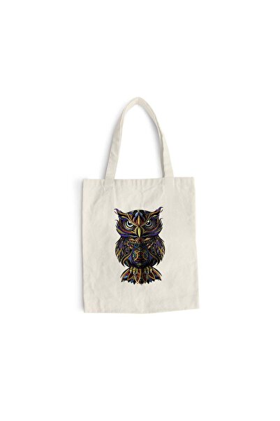 Intelli Cotton shopping bag with long handles, Owl, 38×42 cm, VA157