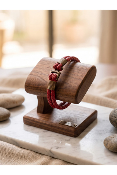 DEERDERİ Hand Braided Genuine Leather Men's Bracelet with Anchor Father's Day...