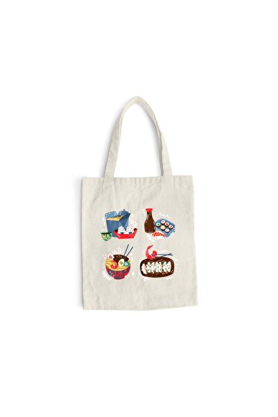 Intelli Sacosa bumbac pentru cumparaturi cu manere lungi, Chinese Food, 38×42...
