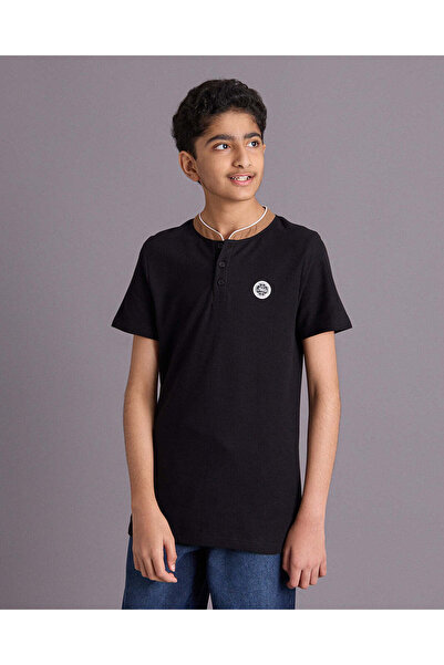 REDTAG Boys Black Polo T Shirt