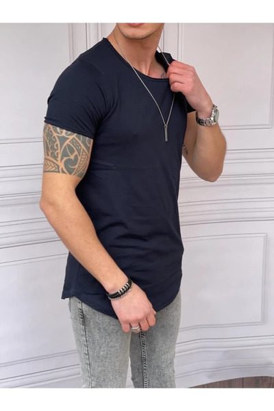 MODEFENDİ Slim Fit Oval Kesim Pamuk Basic Tshırt