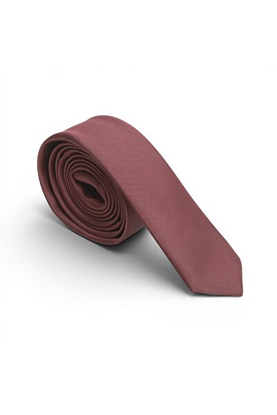DWOY Men's Burgundy Satin Tie 4 cm Classic Plain