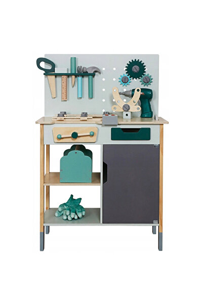 SERSIMO Ξύλινος παιδικός πάγκος εργασίας με εργαλεία και αξεσουάρ, 56x31x86 ε...