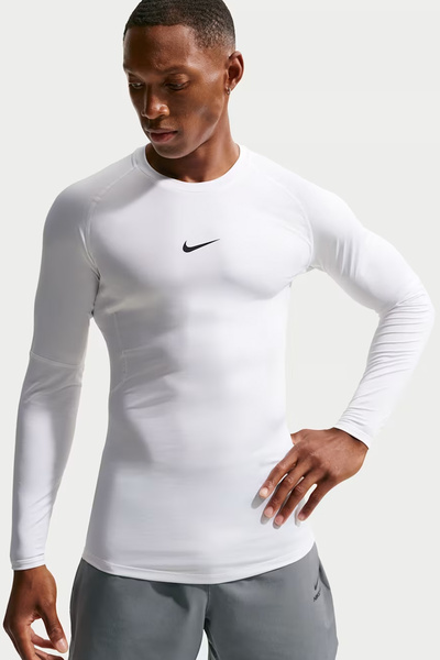 Nike Pro Dri-Fit Erkek Dar Kesim Uzun Kollu Spor Tişört FB7919-100 Beyaz
