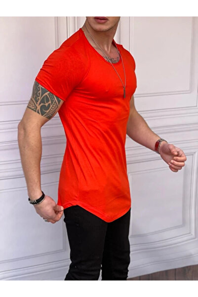 MODEFENDİ Slim Fit Oval Cut Cotton Basic T-Shirt