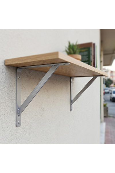 MR.BRACKET 20x20cm Orta Yük 2 ad. Gümüş Modern Raf Altı Tutucu Ayak - Metal L...