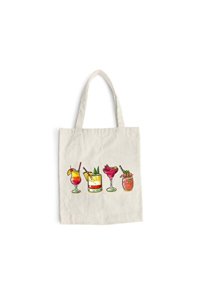 Intelli Cotton shopping bag with long handles, Summer Drinks, 38×42 cm, VA99