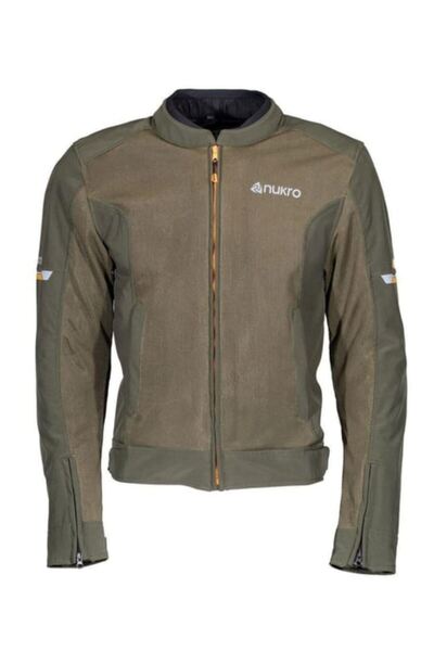 Nukro wear Nukrowear Jasper Asker Yeşili Softshell Erkek Motosiklet Ceketi