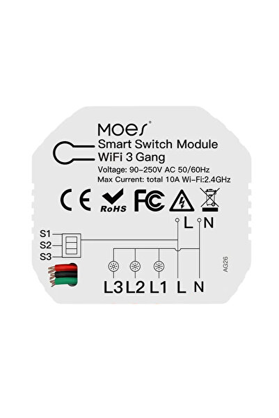 MoesHouse 3-κάναλο έξυπνο ρελέ WiFi, DIY, συμβατό με Tuya/SmartLife