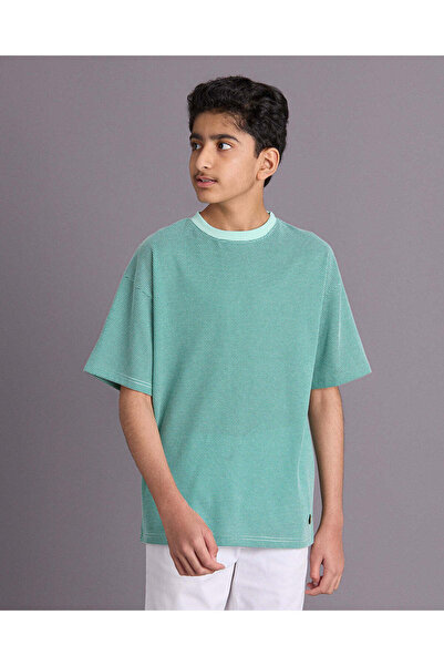 REDTAG Senior Boys Green Embellished T-Shirt