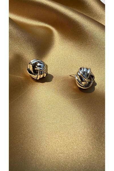 MonCheriAccessoire أقراط عقدة فضية اللون