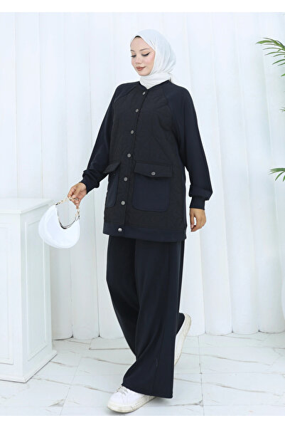 TATULA Sporty Style Double Set with Snap Closure Pockets