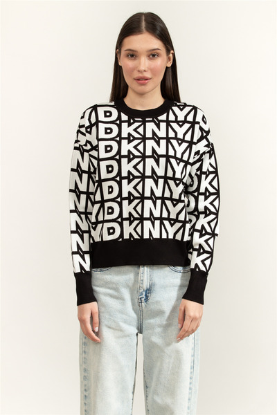 Dkny L/S Repeat Logo Pull Kadın Triko