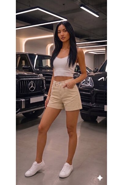 REDZARRAM Μίνι σορτς με ελαστική μέση, τζιν, χωρίς λύκρα, με ελαστική μέση