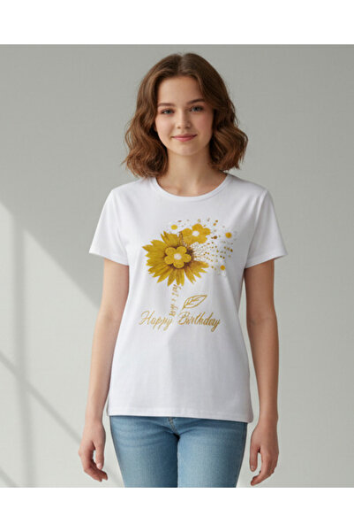 REDTAG Senior Girls White Graphic Round Neck T-Shirt