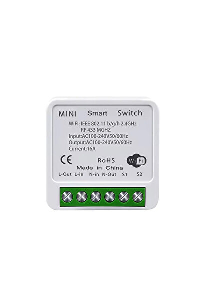 OEM Μίνι έξυπνο ρελέ 16Α WiFi + RF 433MHz – Έλεγχος μέσω εφαρμογής Tuya/Smart...