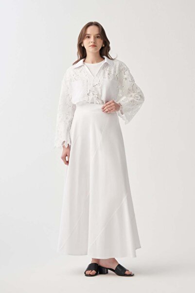 ALLDAY Λευκή-πράσινη φούστα με σχέδια