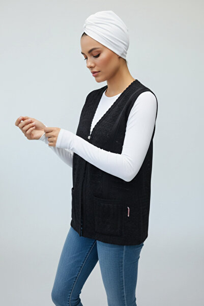 ECE GİYİM Women's Vest with Three Button Pockets on the Front