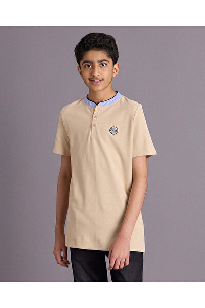 REDTAG Boys Beige Polo T Shirt