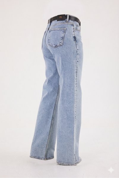cracpot Kadın Büyük Beden Kar Yıkama Wide Leg Jean Pantolon – Yüksek Bel Comfort Fit Bol Paça Uzun Boy Esnek Denim