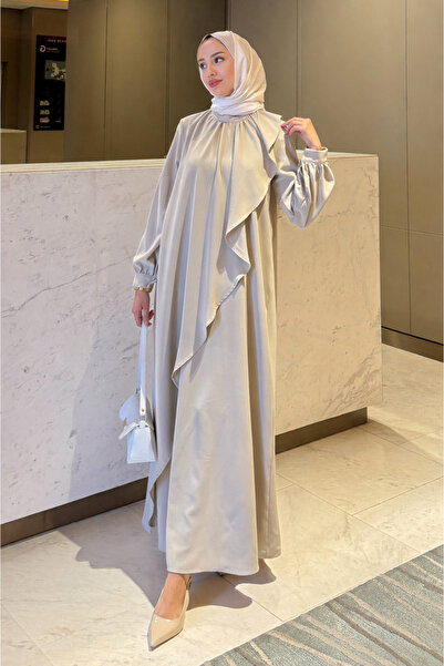 Abiye Diyarı Βραδινό φόρεμα με βολάν από ύφασμα κρεπ Hazan για το Τεσεττούρ